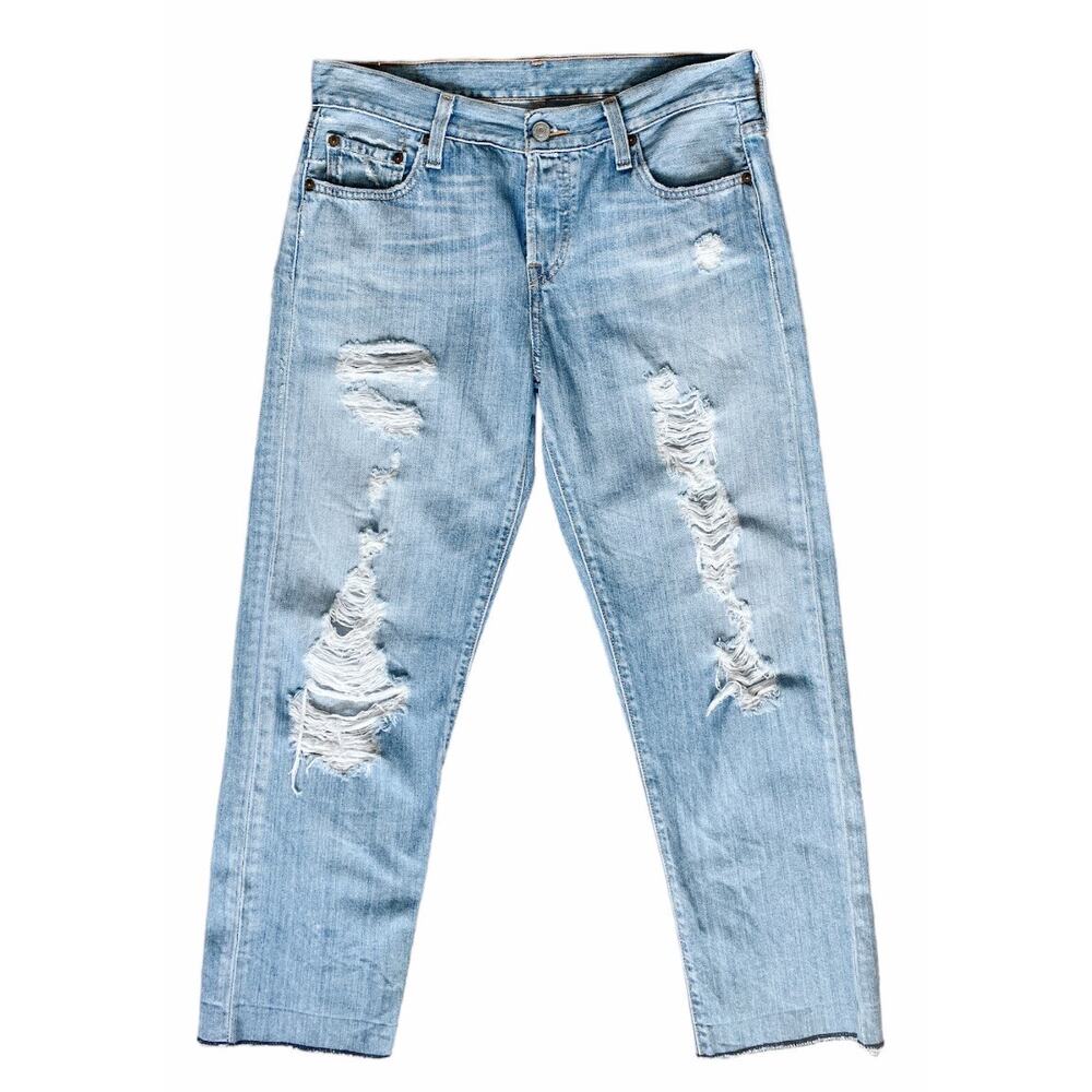 Vintage Levi’s 501 Straight Leg Jeans Light Wash Raw Hem Women’s 25